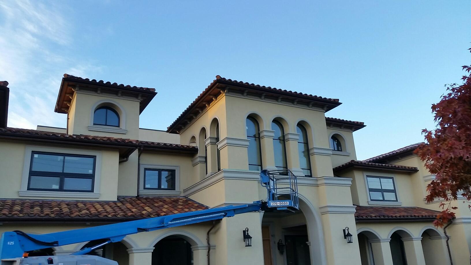 Dark Grey exterior house painting, Brown tirm